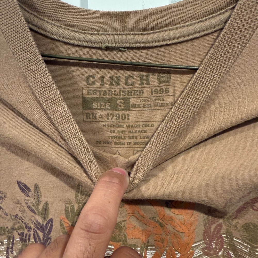 Cinch Brown Short Sleeve Graphic Tee with Multicolor Crest - Picture 3 of 3